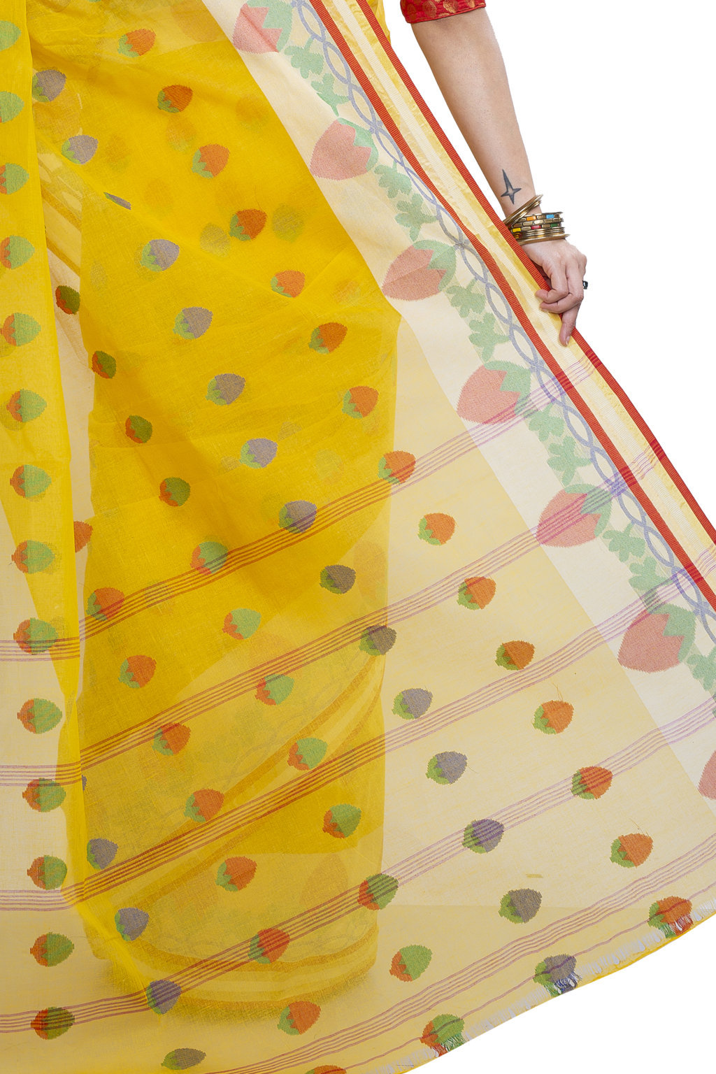 Yellow Pure Cotton PaddaPar Tant Saree (778)